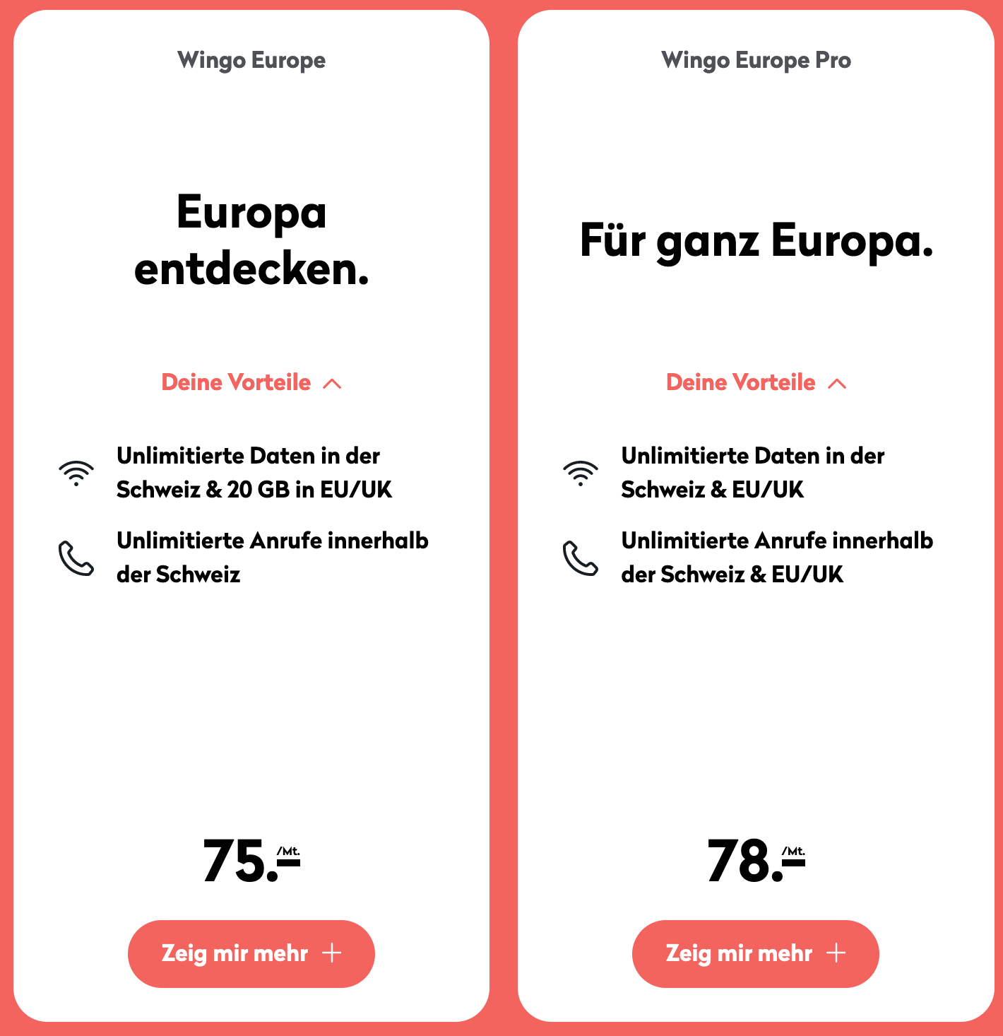 Wingo Europe und Europe Pro